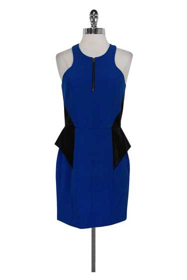 Mason - Royal Blue & Leather Peplum Dress Sz 4 - image 1
