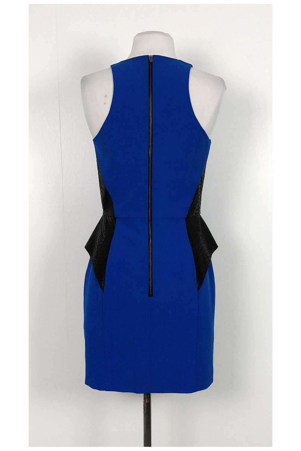 Mason - Royal Blue & Leather Peplum Dress Sz 4 - image 3