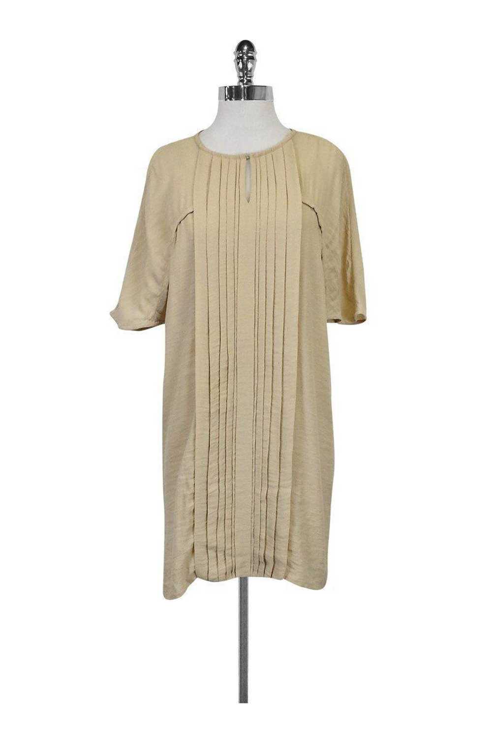 Massimo Dutti - Tan T-Shirt Dress w/ Keyhole Fron… - image 1