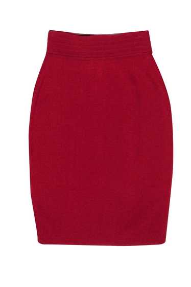 Max Mara - Red Wool Knit Pencil Skirt Sz L