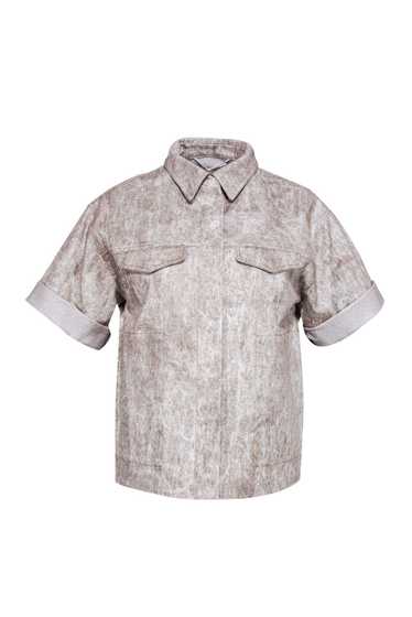 Max Mara - Taupe Rolled Short Sleeved Denim Jacket