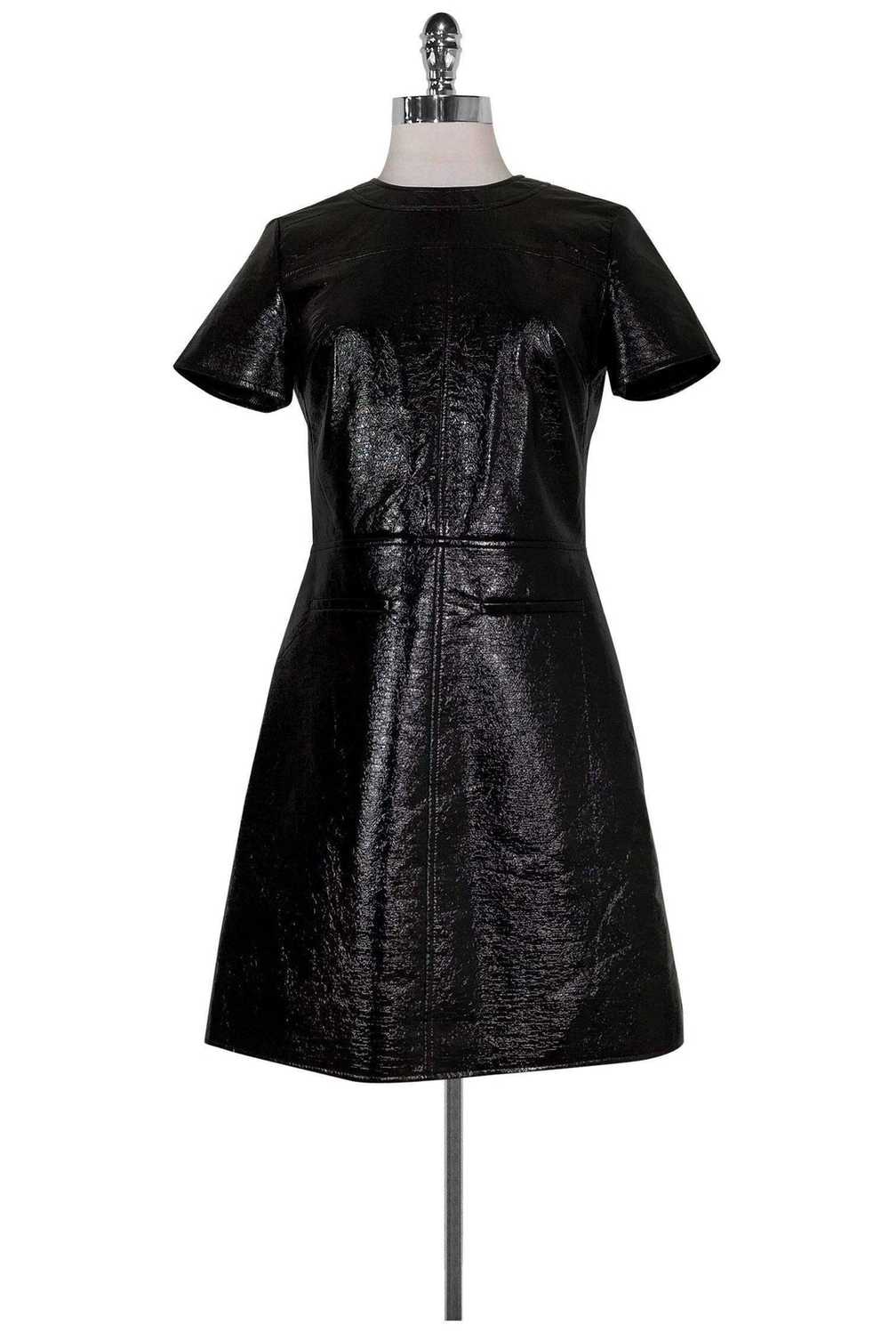 Michael Kors - Black Vinyl Sheath Dress Sz 2 - image 1