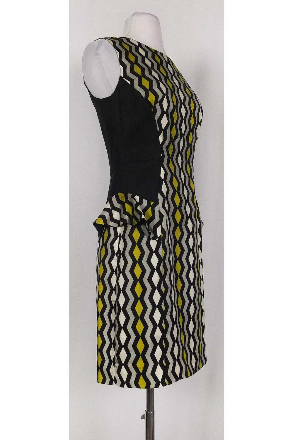 Milly - Black & Green Geometric Dress Sz 2 - image 2