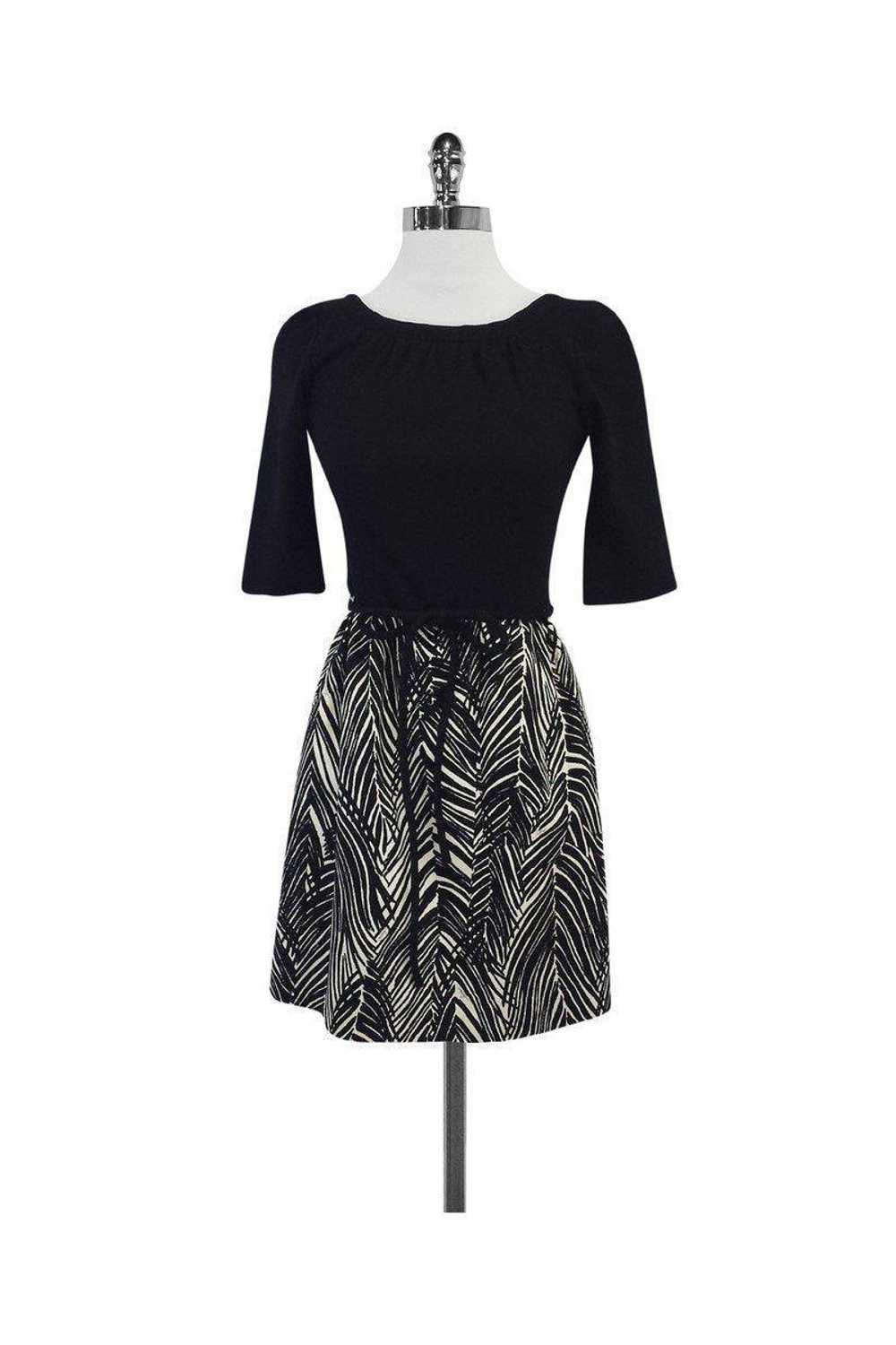 Milly - Black & Tan Print Cotton Dress Sz 2 - image 1