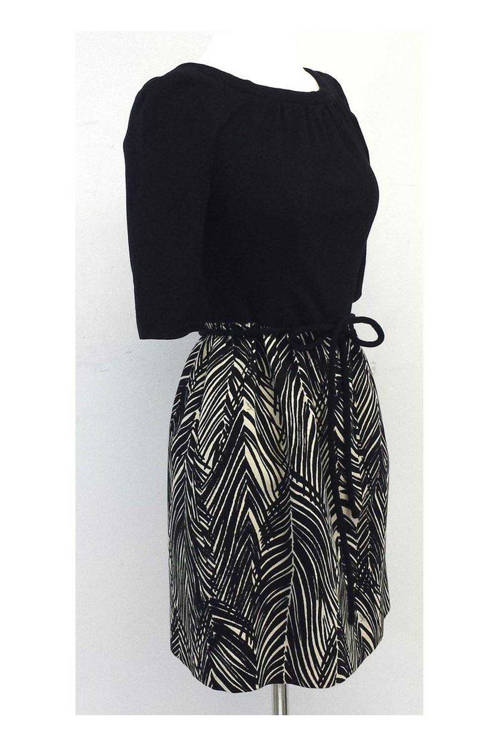 Milly - Black & Tan Print Cotton Dress Sz 2 - image 2
