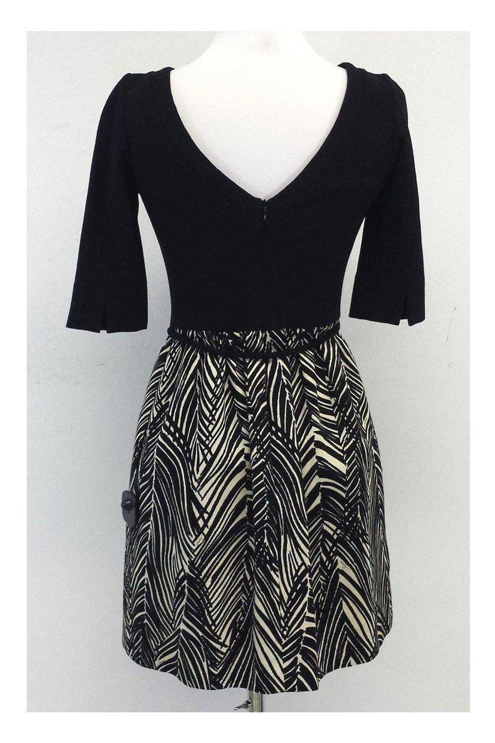 Milly - Black & Tan Print Cotton Dress Sz 2 - image 3