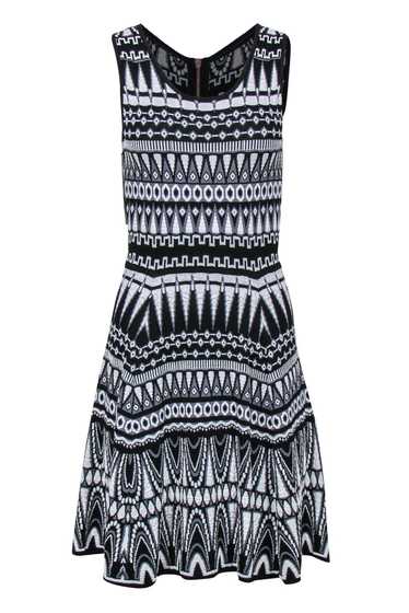 Milly - Black & White Patterned Knit A-Line Dress… - image 1