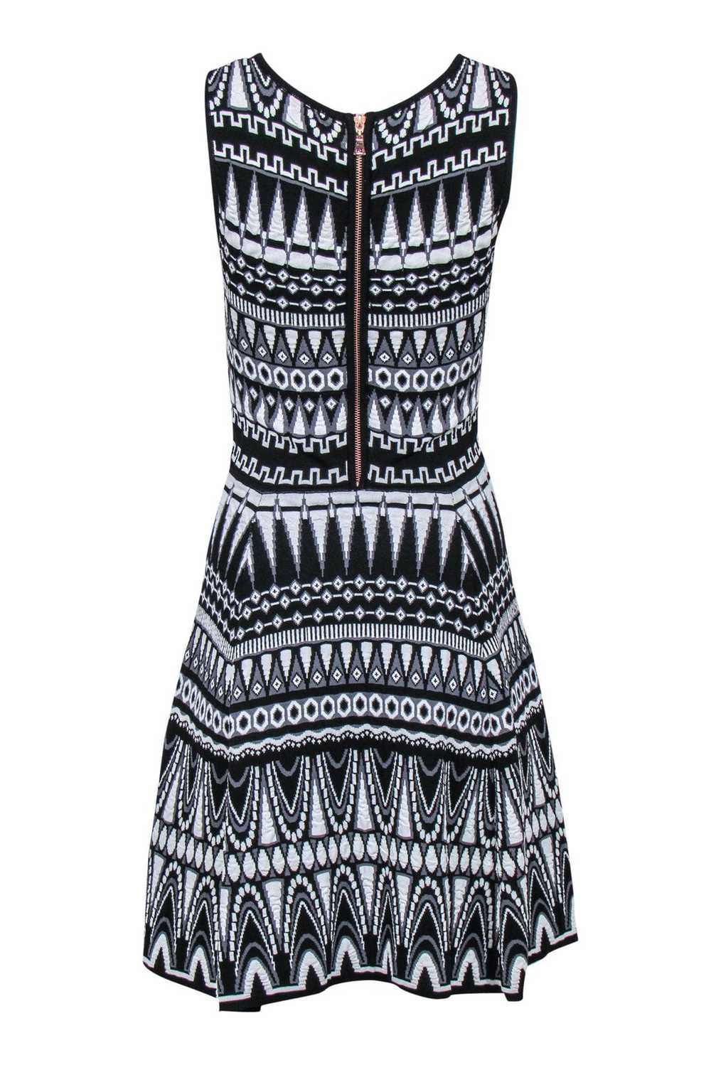 Milly - Black & White Patterned Knit A-Line Dress… - image 3