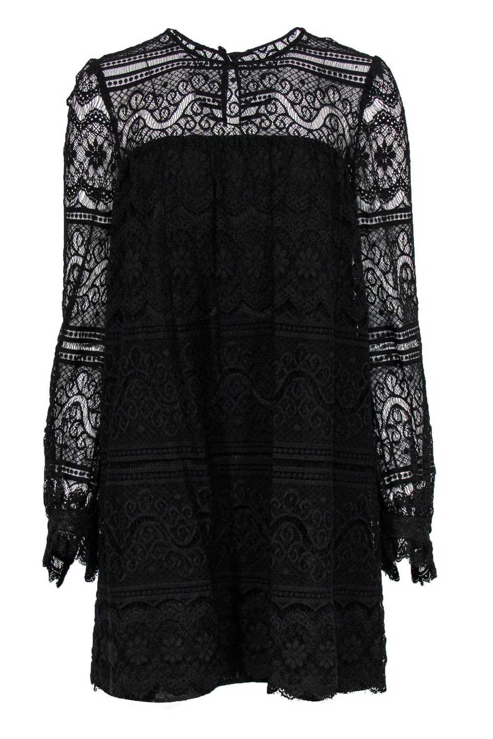 Milly - Black Lace Long Sleeve Shift Dress Sz 8 - image 1
