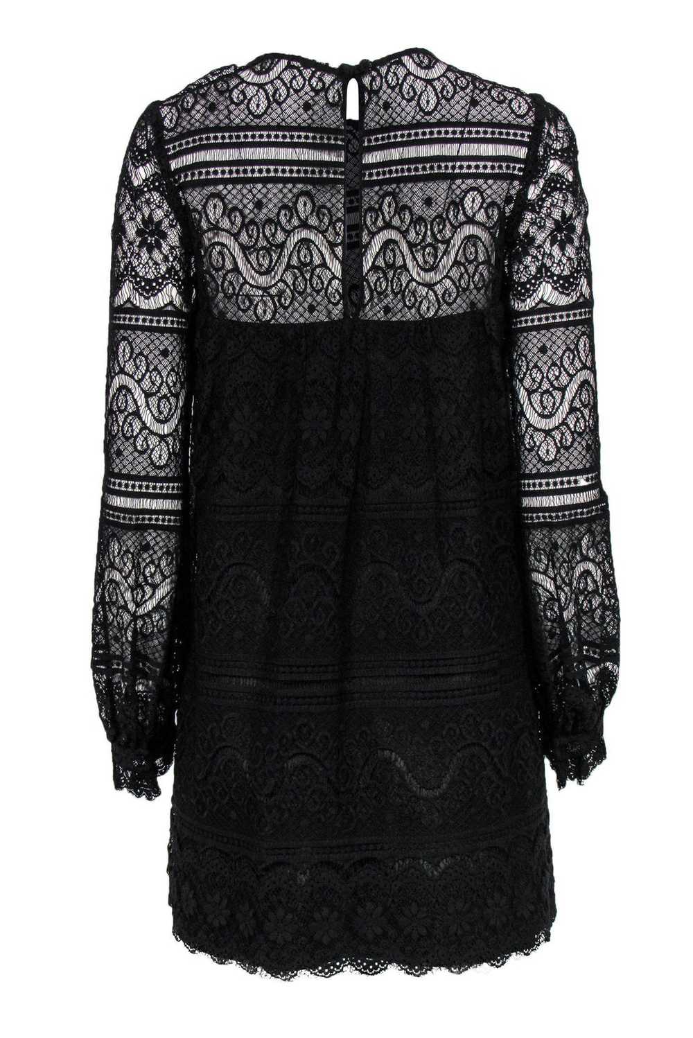 Milly - Black Lace Long Sleeve Shift Dress Sz 8 - image 3