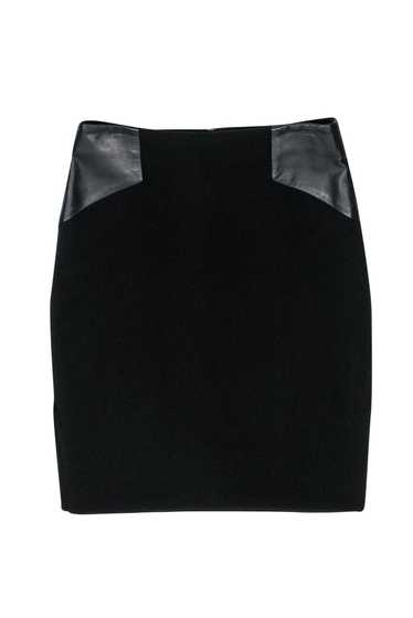 Milly - Black Pencil Skirt w/ Leather Paneling Sz 