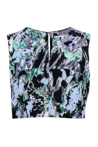 Milly - Black, Blue & Green Floral Print Cropped T