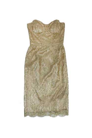 Milly - Gold Metallic Lace Strapless Dress Sz 4
