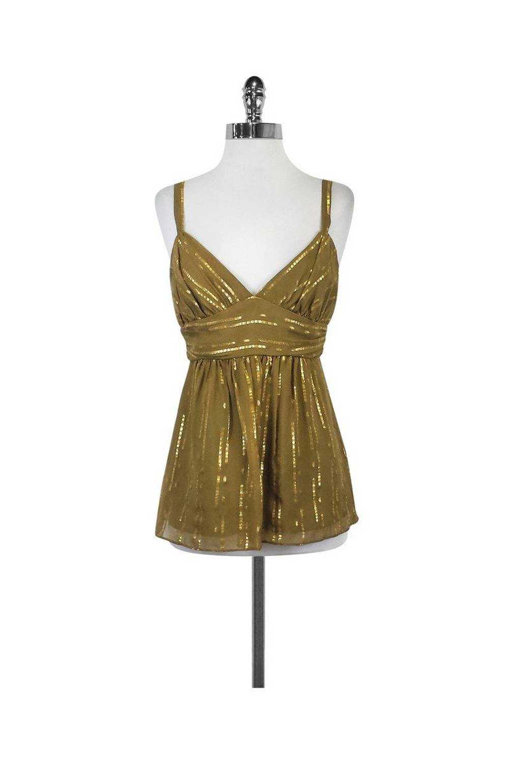 Milly - Gold Metallic Silk Spaghetti Strap Top Sz… - image 1