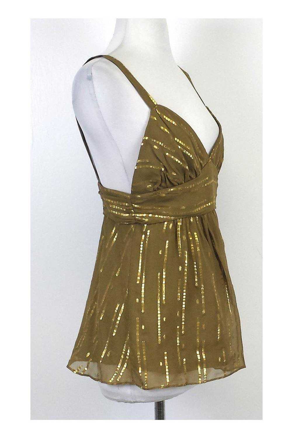 Milly - Gold Metallic Silk Spaghetti Strap Top Sz… - image 2