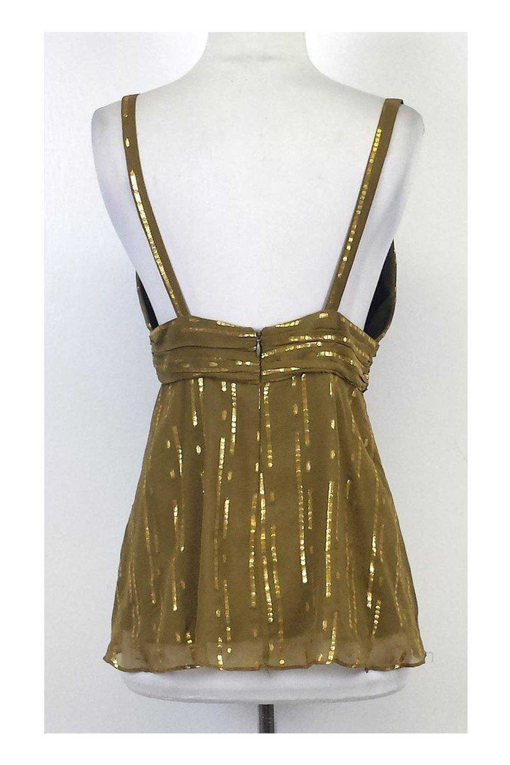 Milly - Gold Metallic Silk Spaghetti Strap Top Sz… - image 3