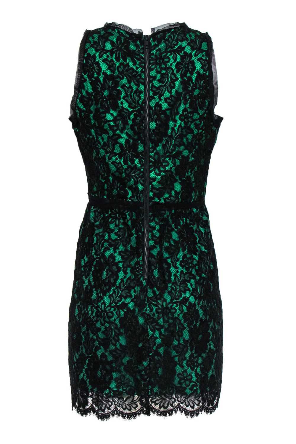 Milly - Green & Black Lace A-Line Dress Sz 10 - image 3