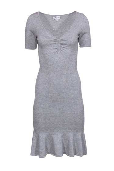 Milly - Grey Short Sleeve Knit Dress W/ Flounce He