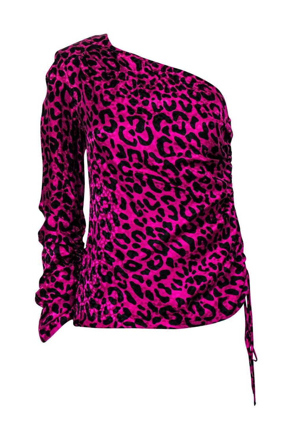 Milly - Magenta & Black Leopard Print One-Shoulde… - image 1