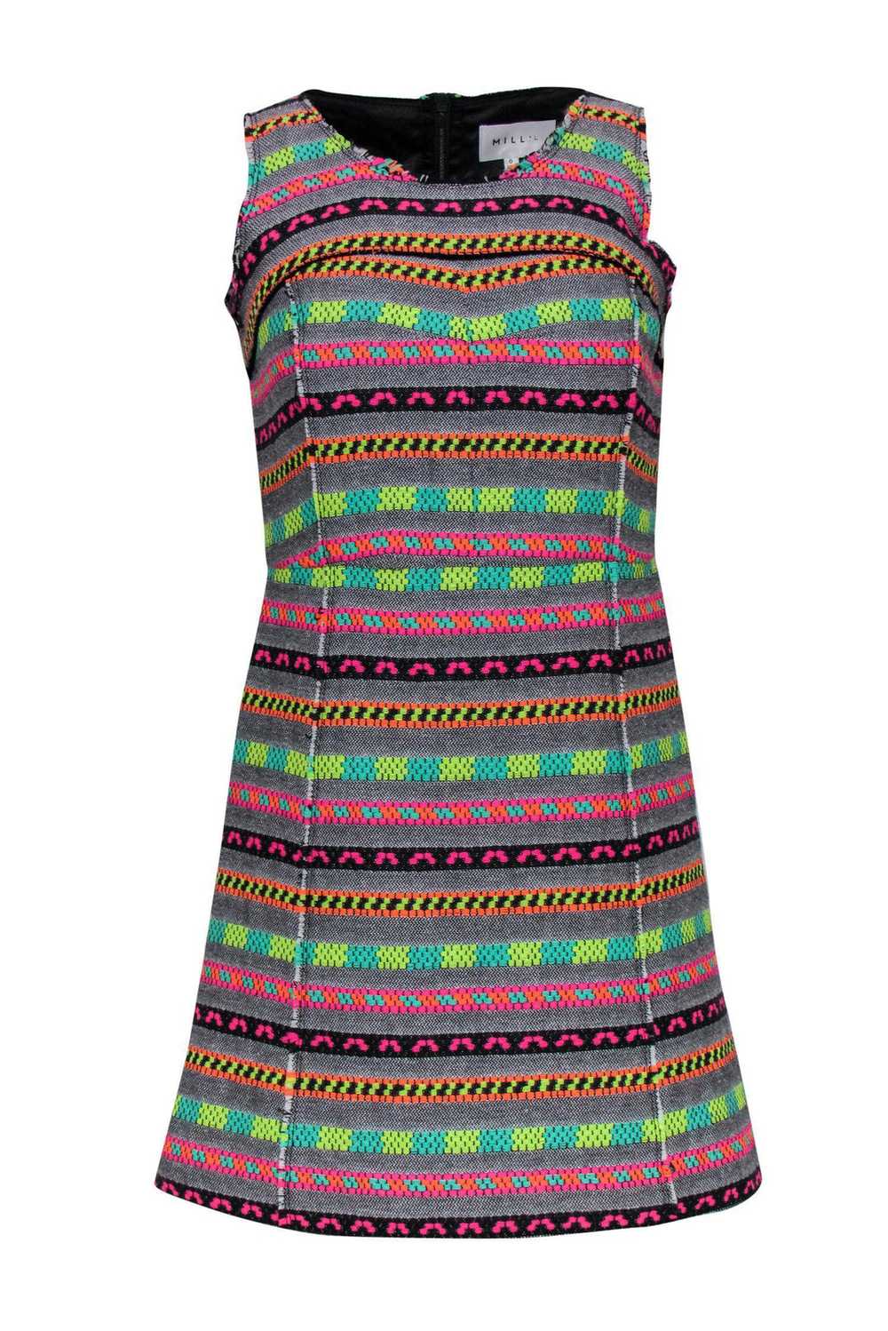 Milly - Multicolor Aztec Print Striped Tweed Fit … - image 1