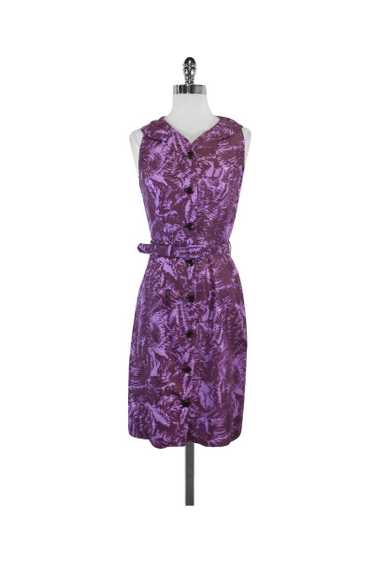 Milly - Purple Print Silk Sleeveless Dress Sz 2 - image 1
