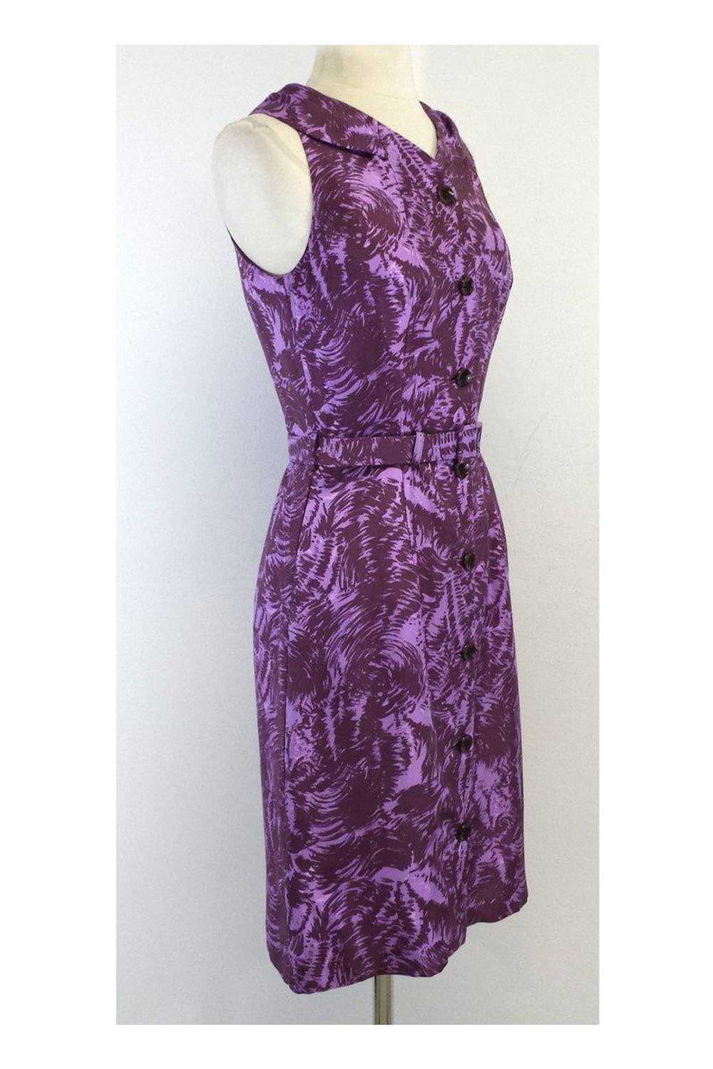 Milly - Purple Print Silk Sleeveless Dress Sz 2 - image 2