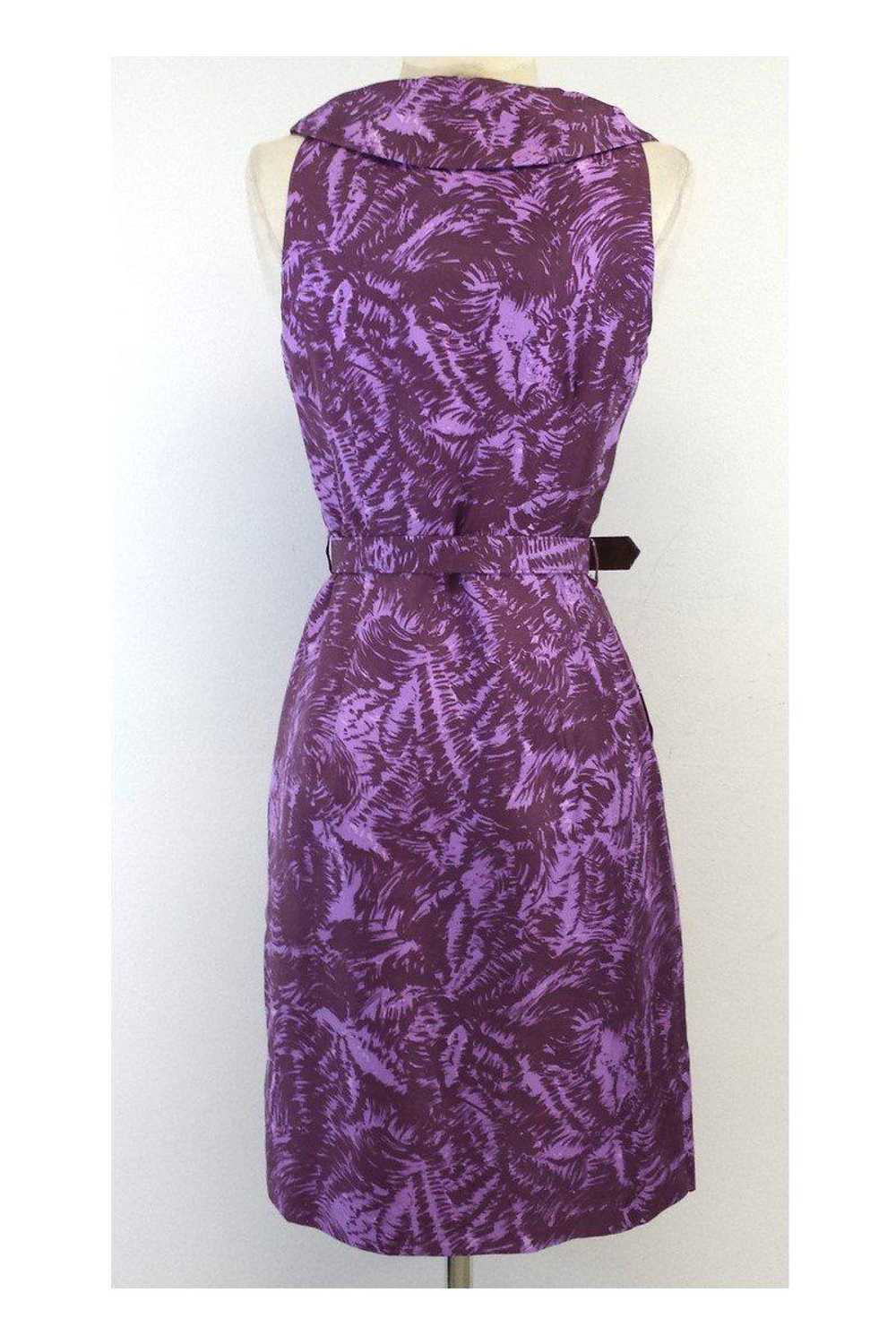 Milly - Purple Print Silk Sleeveless Dress Sz 2 - image 3