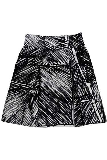 Milly - White & Black Pleated Flared Skirt Sz 8