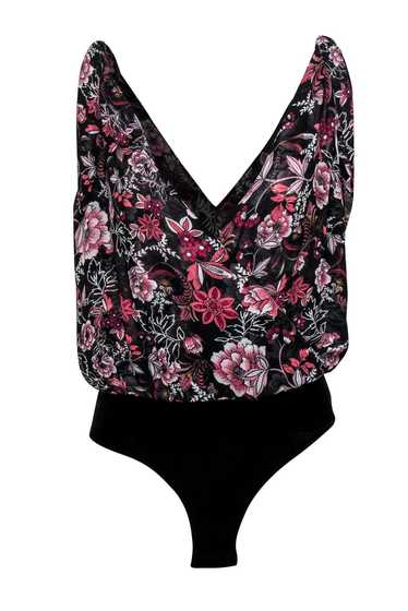 MISA Los Angeles - Black & Pink Floral Bodysuit w/