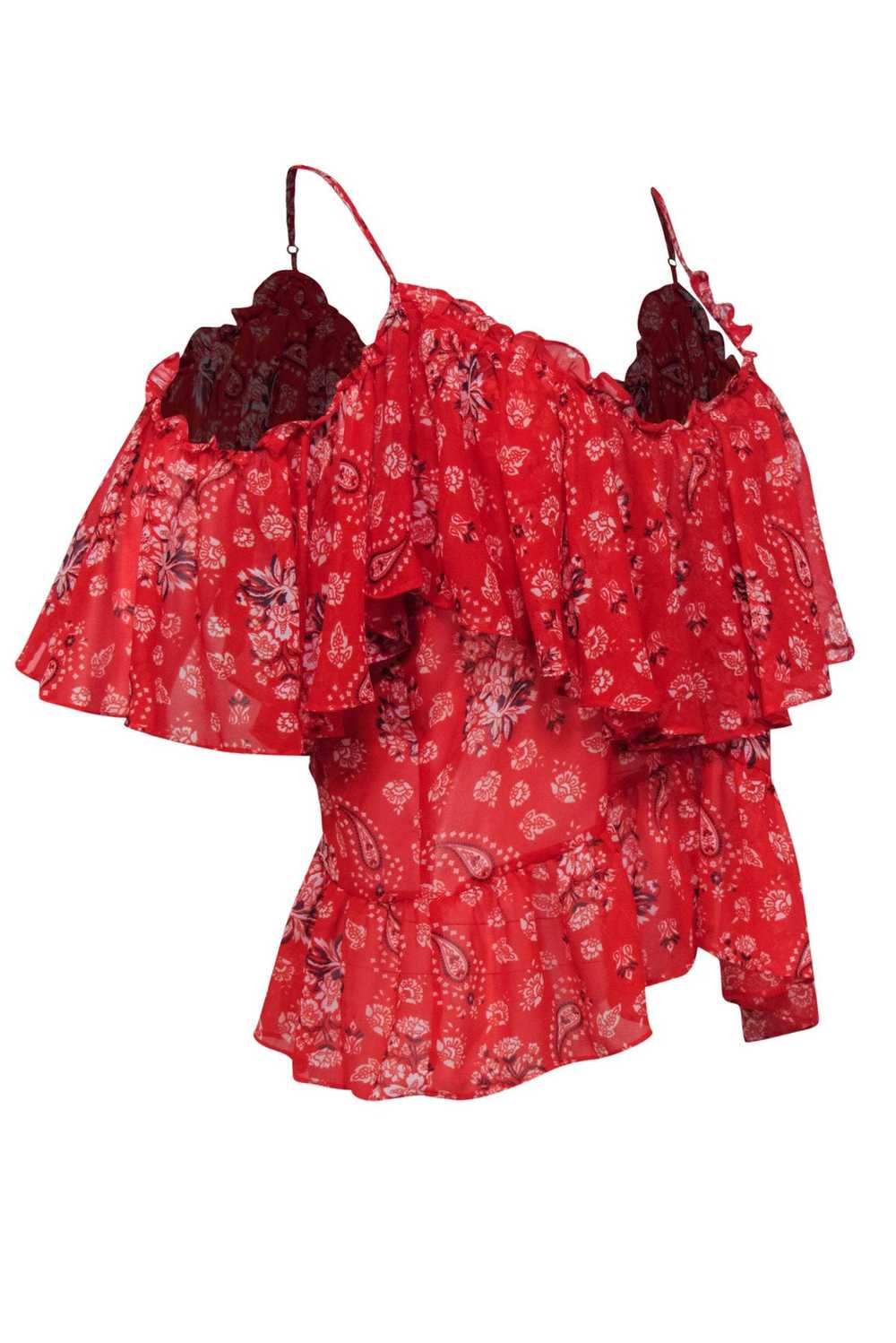 MISA Los Angeles - Red Paisley Cold Shoulder Ruff… - image 2