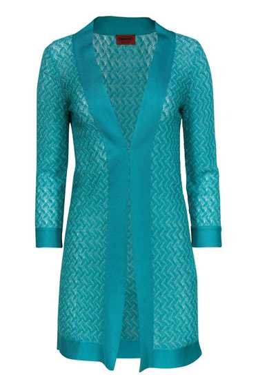 Missoni - Teal Knit Clasped Longline Cardigan Sz 4