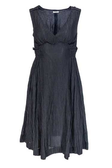 Miu Miu - Black & Gray Striped Crinkle Dress Sz 2