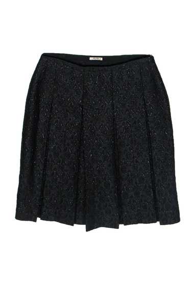 Miu Miu - Black Metallic Brocade Pleated Skirt Sz 