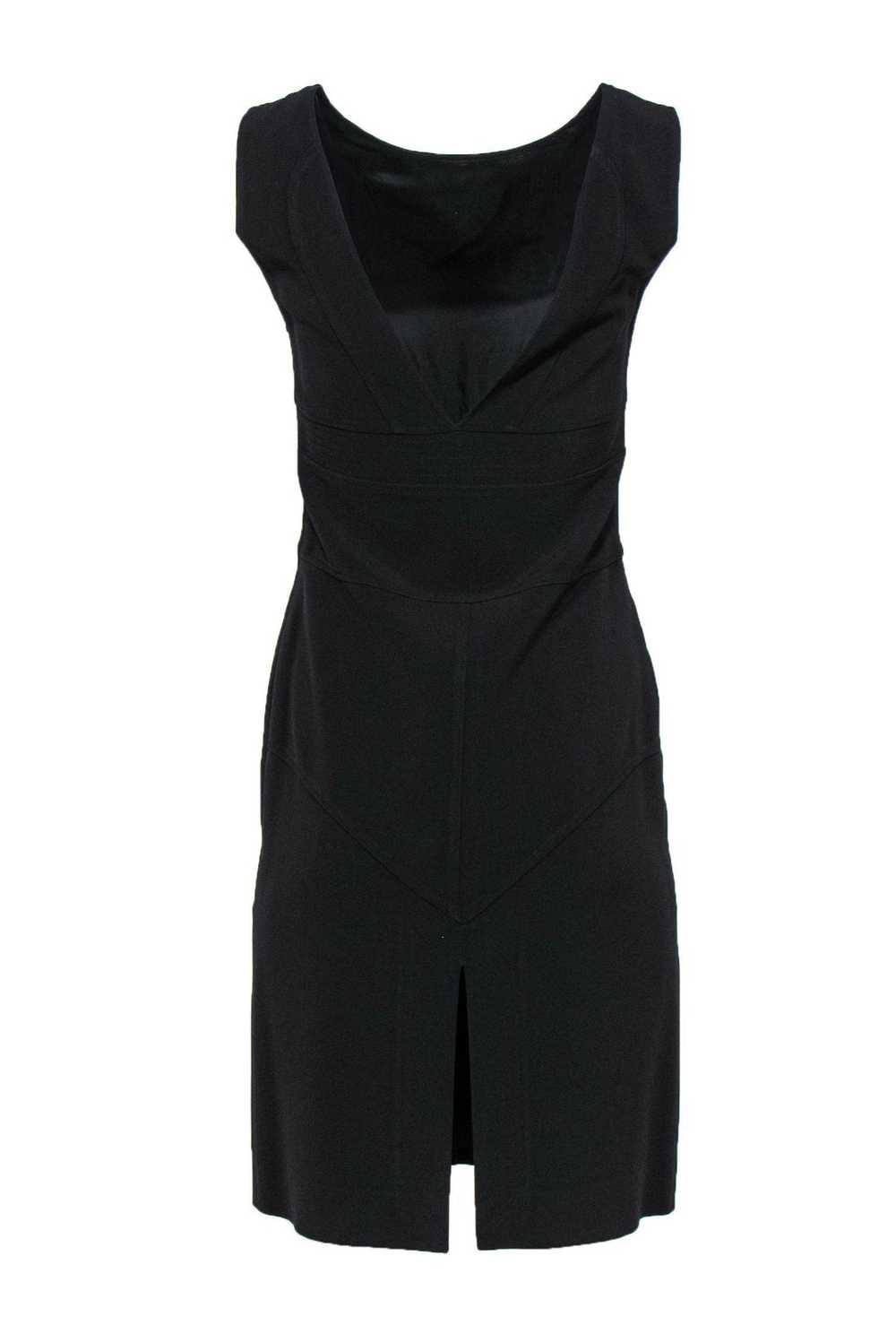 Moschino - Black Fitted V-Back Dress Sz M - image 3