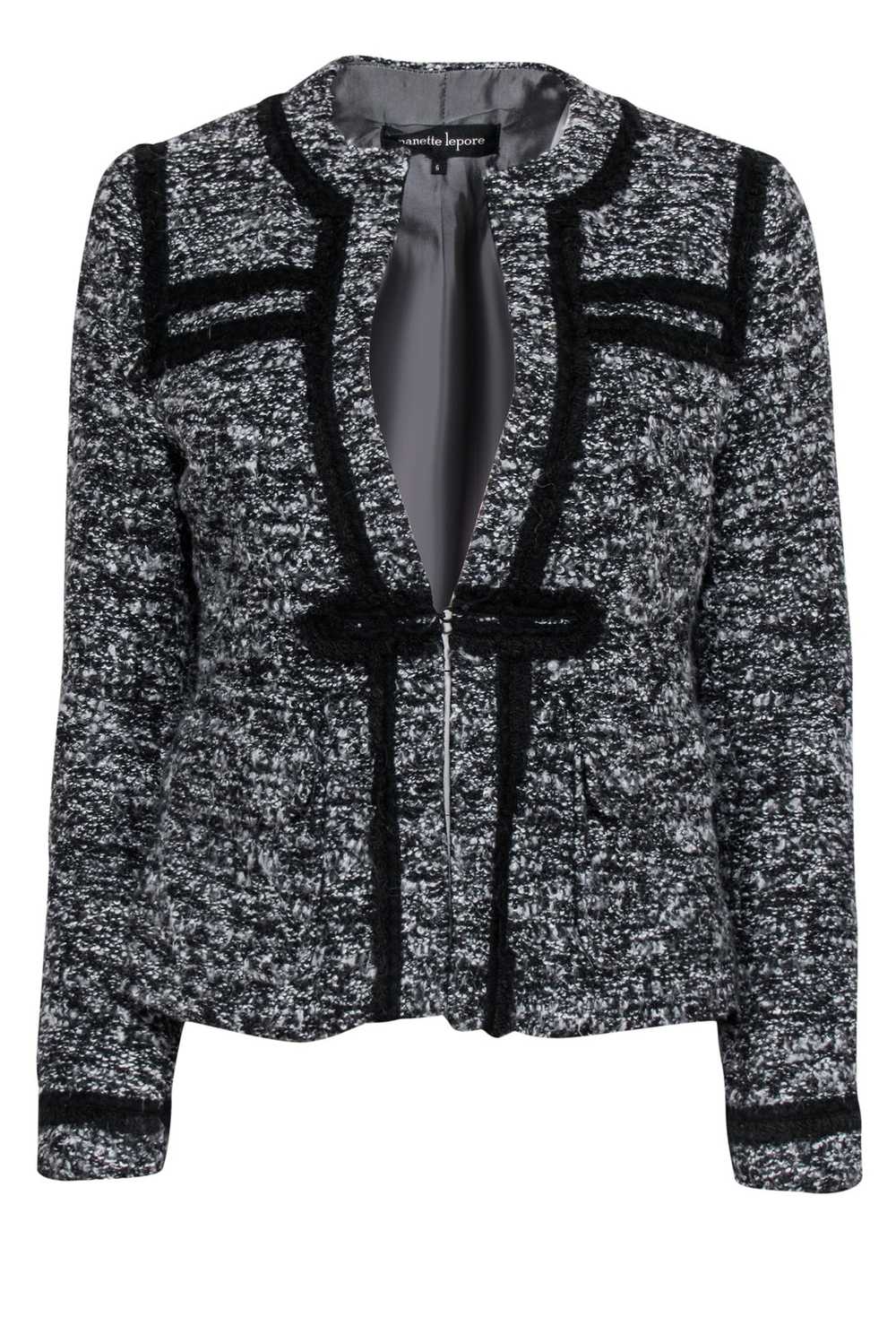 Nanette Lepore - Black & Grey Boucle Tweed Blazer… - image 1