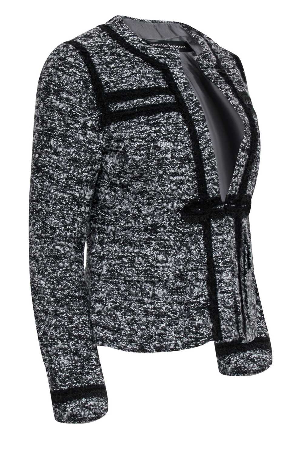 Nanette Lepore - Black & Grey Boucle Tweed Blazer… - image 2