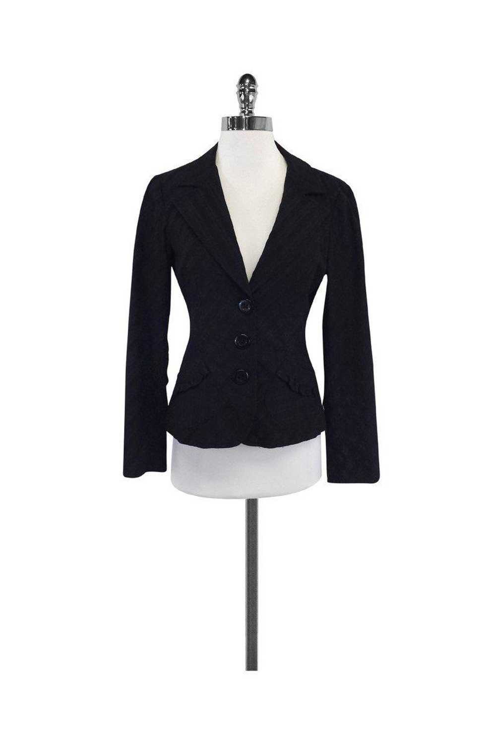 Nanette Lepore - Black Cotton Textured Jacket Sz 4 - image 1