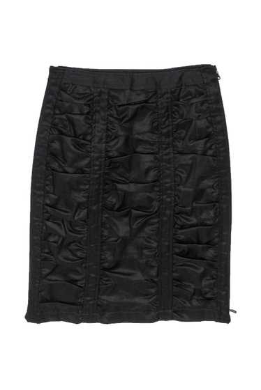 Nanette Lepore - Black Ruched Pencil Skirt w/ Dou… - image 1