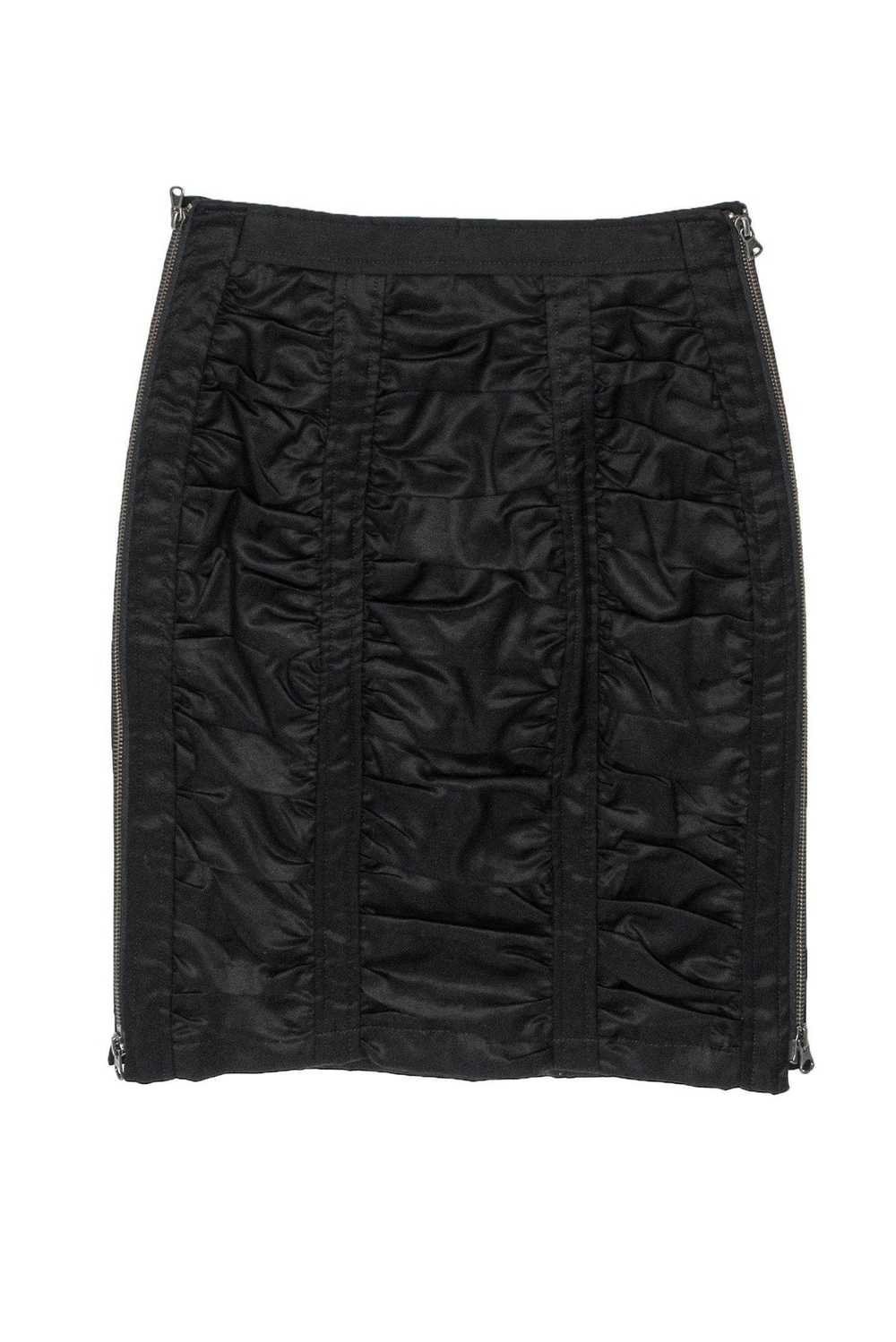 Nanette Lepore - Black Ruched Pencil Skirt w/ Dou… - image 2