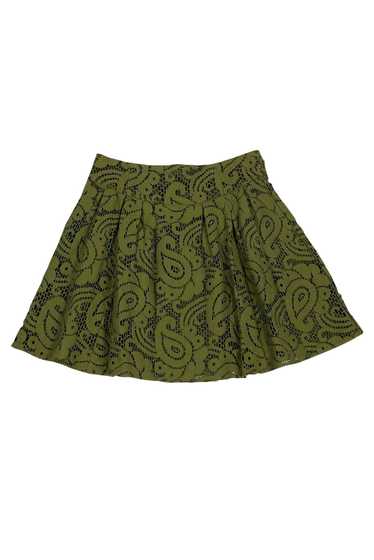 Nanette Lepore - Green Lace Flared Skirt Sz 10 - image 1