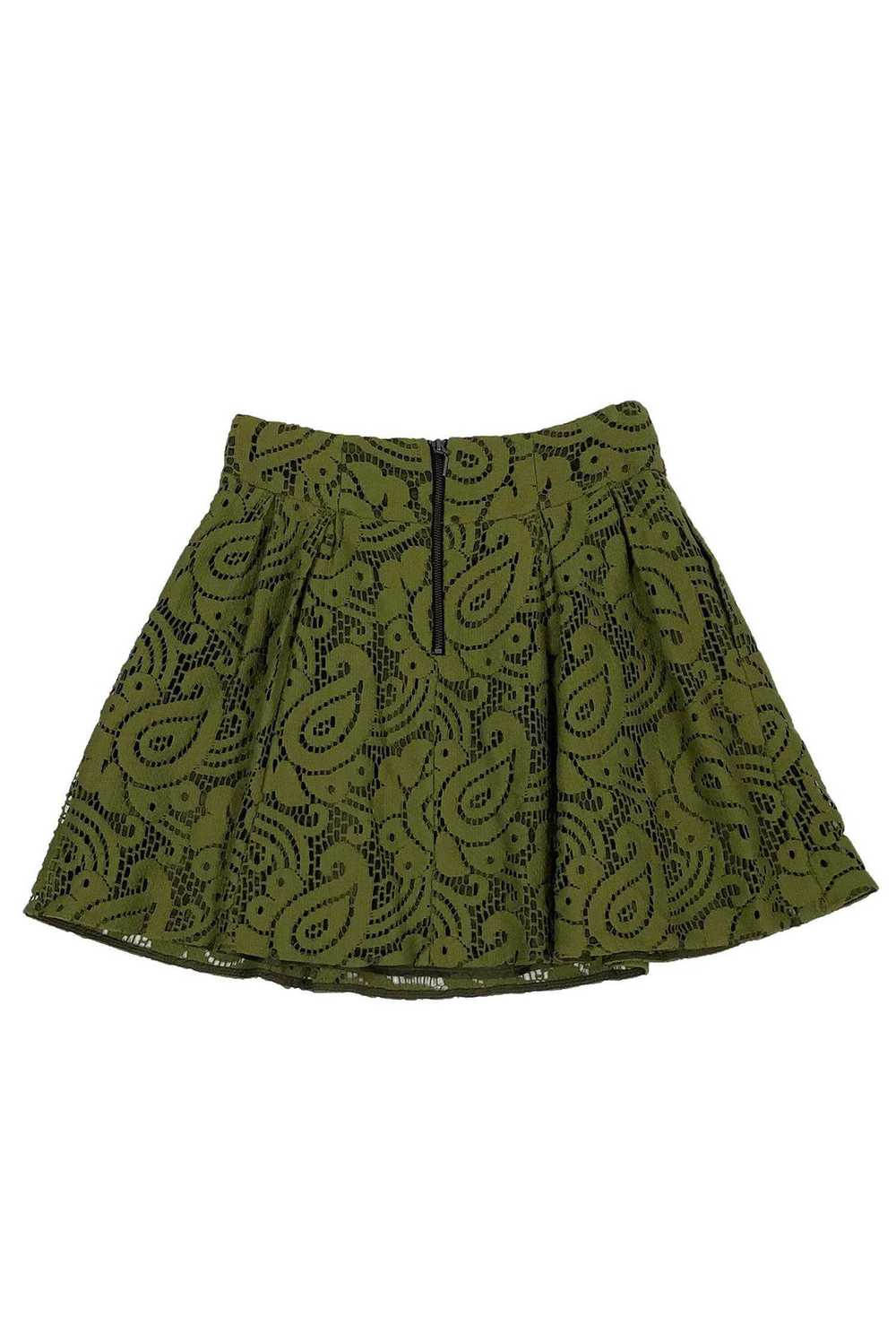 Nanette Lepore - Green Lace Flared Skirt Sz 10 - image 2