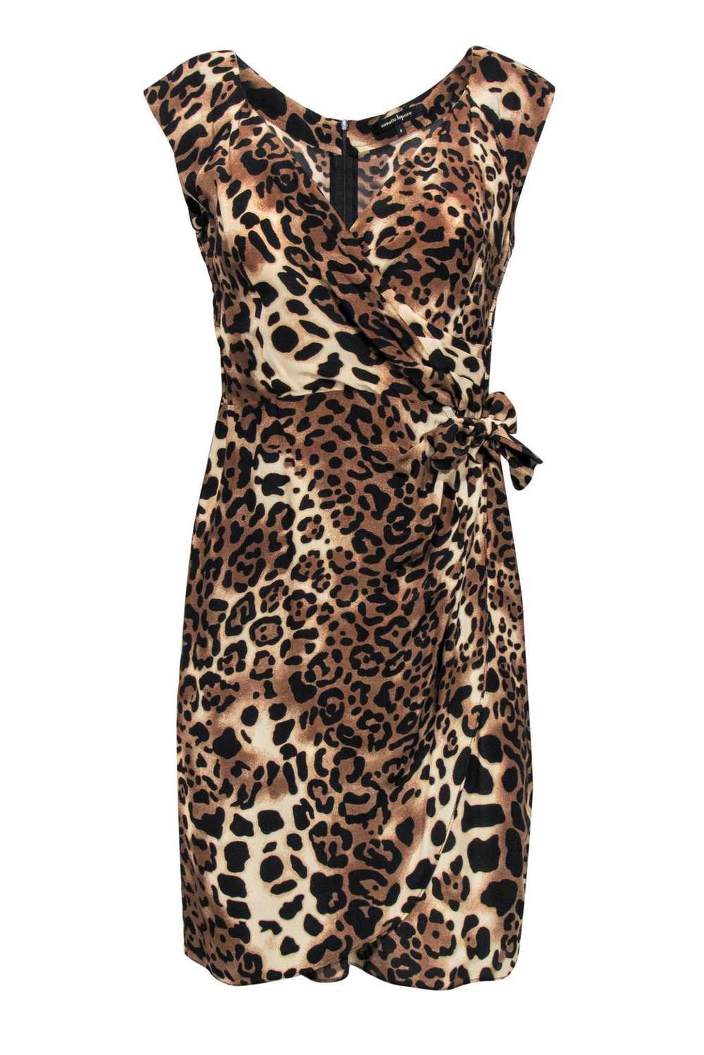 Nanette Lepore - Leopard Print Silk Faux Wrap Dre… - image 1