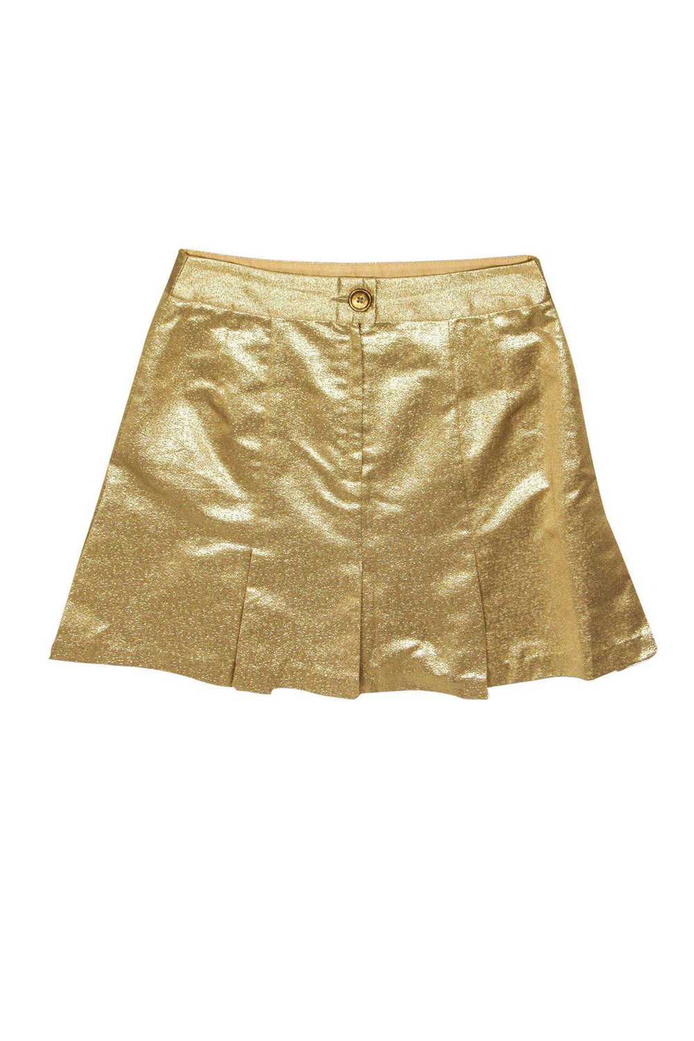 Nanette Lepore - Metallic Gold A-Line Skirt Sz 0 - image 2