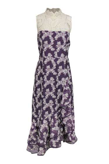 Nanette Lepore - Purple Floral Cocktail Dress w/ … - image 1