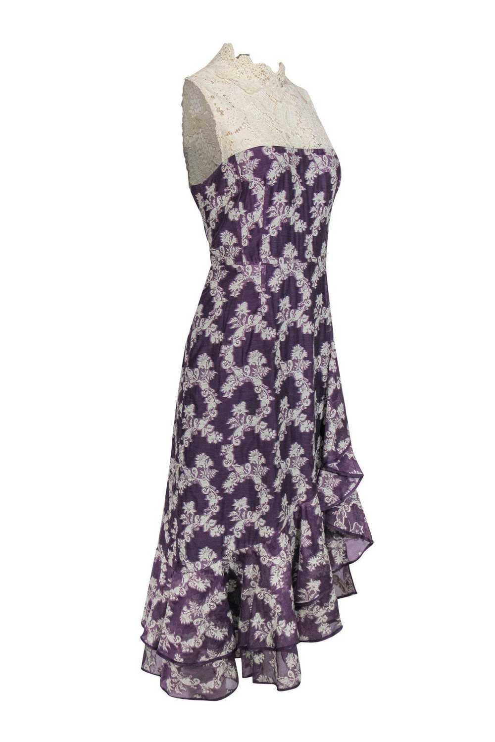 Nanette Lepore - Purple Floral Cocktail Dress w/ … - image 2