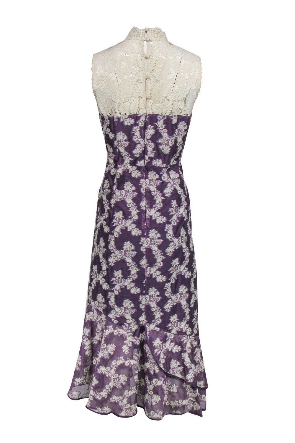 Nanette Lepore - Purple Floral Cocktail Dress w/ … - image 3