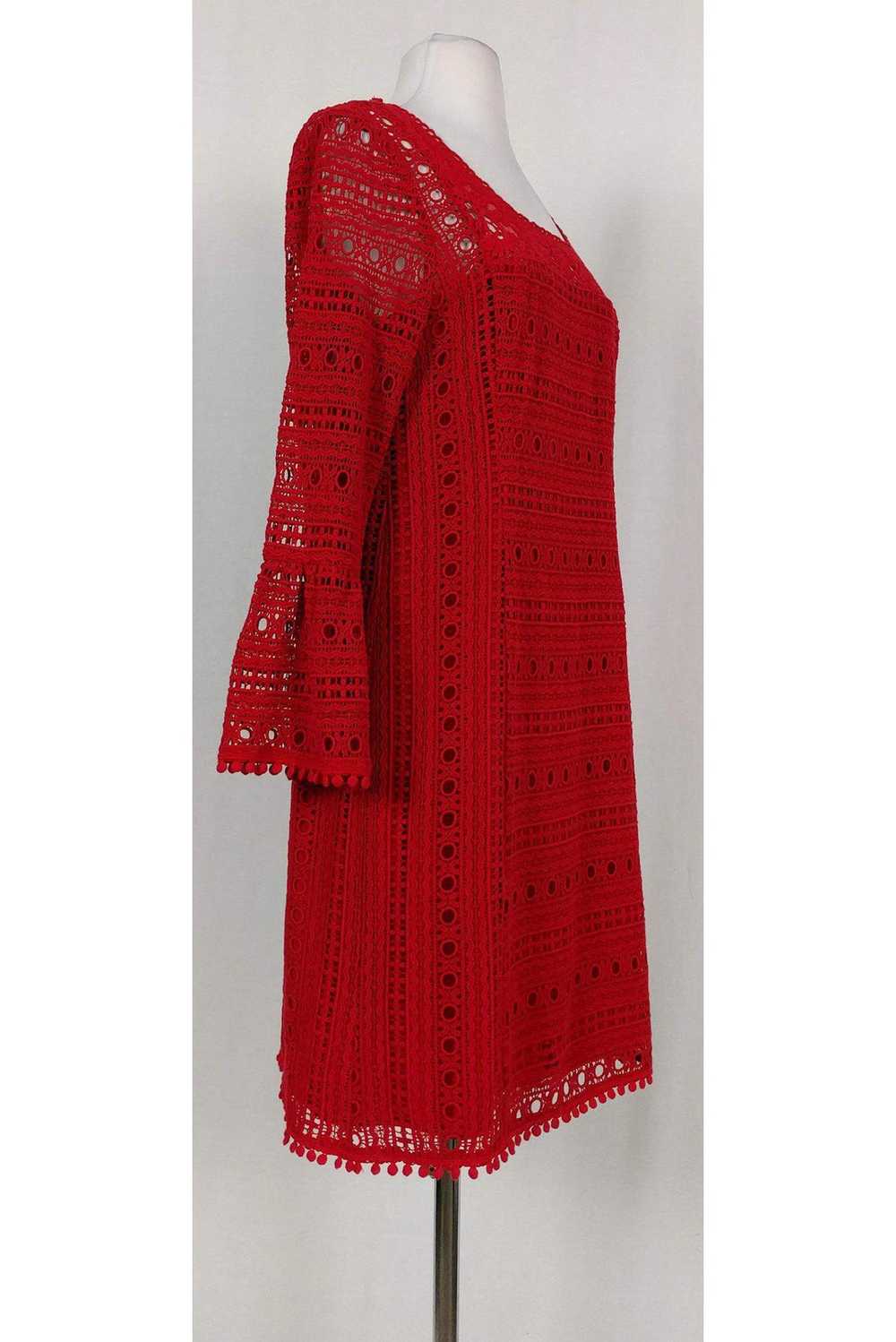 Nanette Lepore - Red Eyelet Dress w/ Bell Sleeves… - image 2