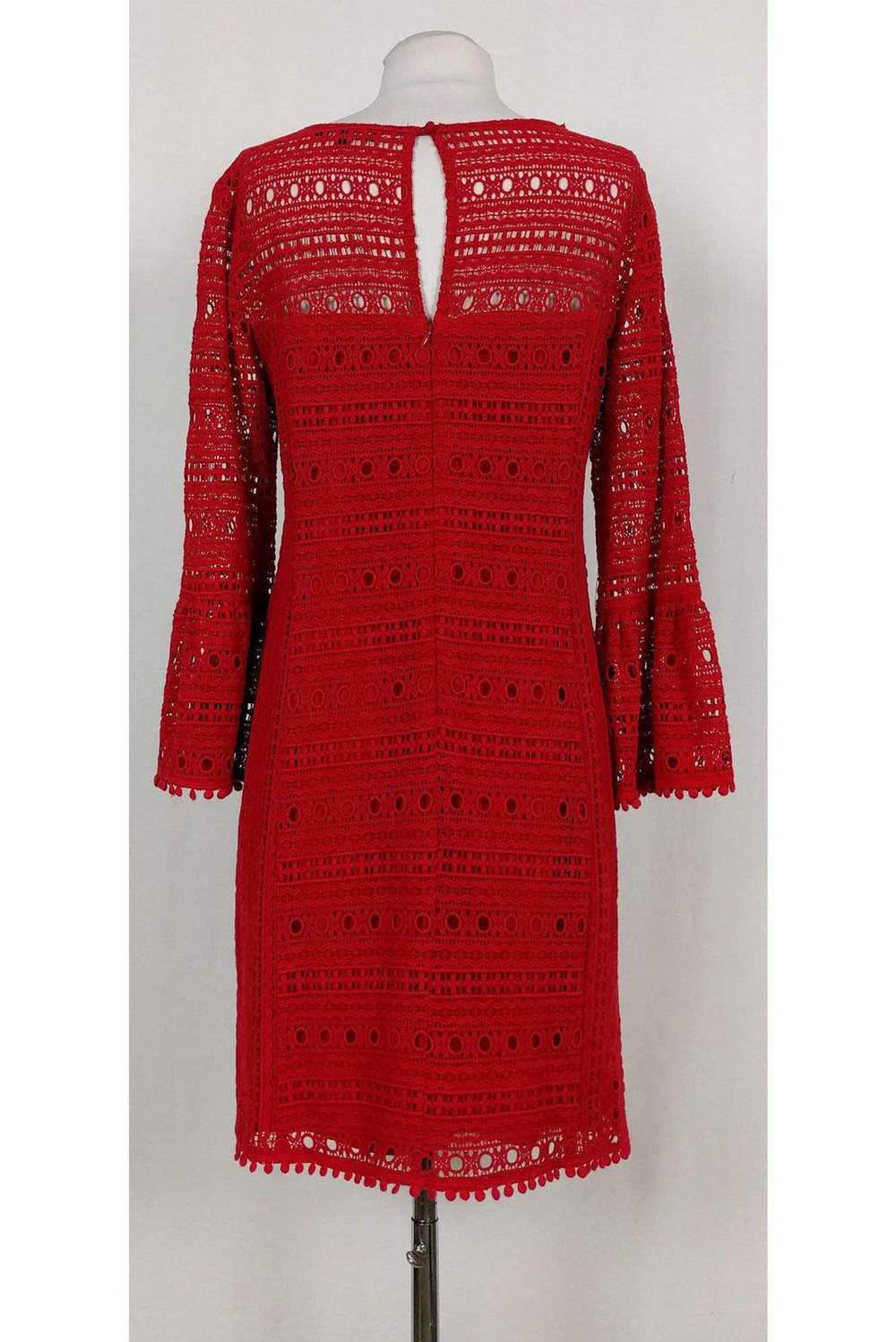 Nanette Lepore - Red Eyelet Dress w/ Bell Sleeves… - image 3