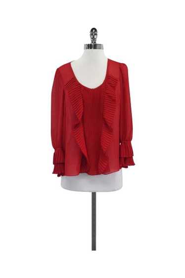 Nanette Lepore - Red Silk Pleated Blouse Sz 4