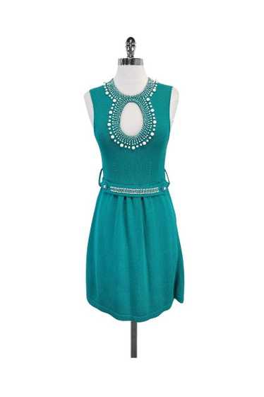 Nanette Lepore - Teal Knit Sleeveless Beaded Dress